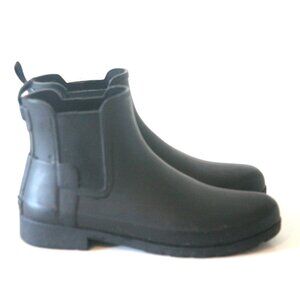 Size 9 - HUNTER Women's Original Black Refined Slim Chelsea Boots